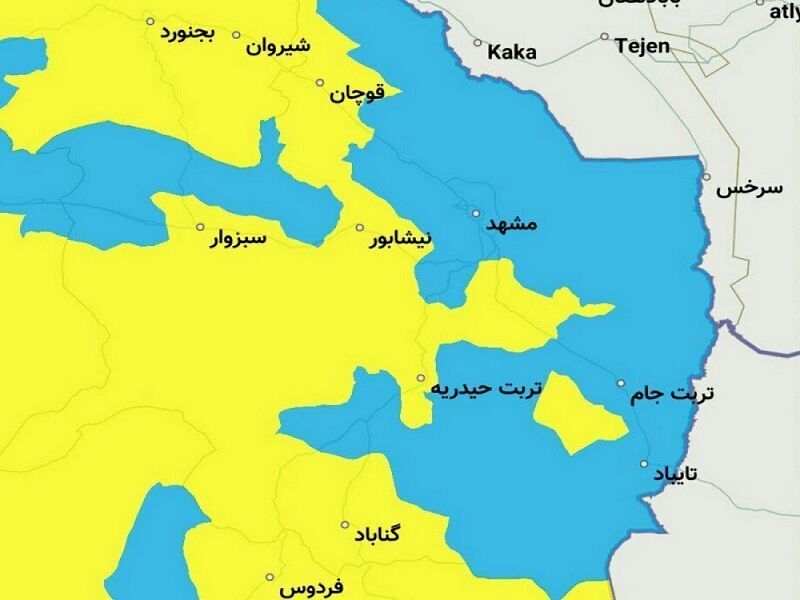 قرار گرفتن ۱۸شهرستان خراسان رضوی در وضعیت آبی کرونایی